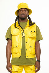 "FLOAT ON" CARGO LEATHER VEST (CANARY YELLOW)