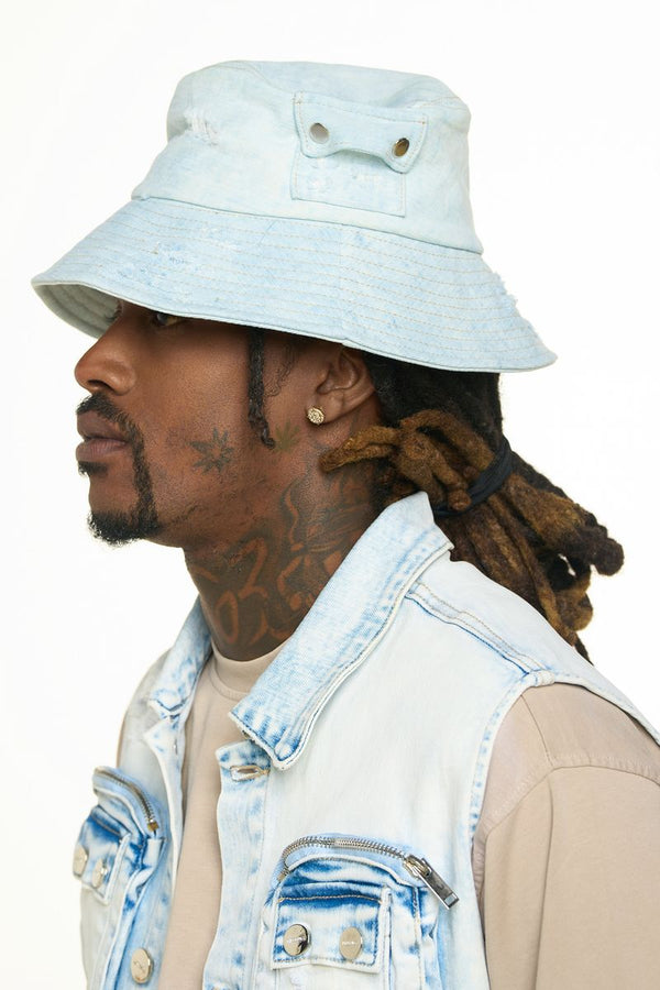 "PROTECT YOUR ENERGY" CARGO BUCKET HAT (LIGHT BLUE)