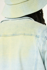 "MENDING HEARTS" EMBOSSED DENIM JACKET (LIGHT BLUE/SAND)