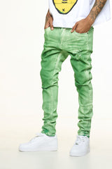 "WASHED AWAY" SKINNY DENIM (KELLY GREEN OVERDYE)