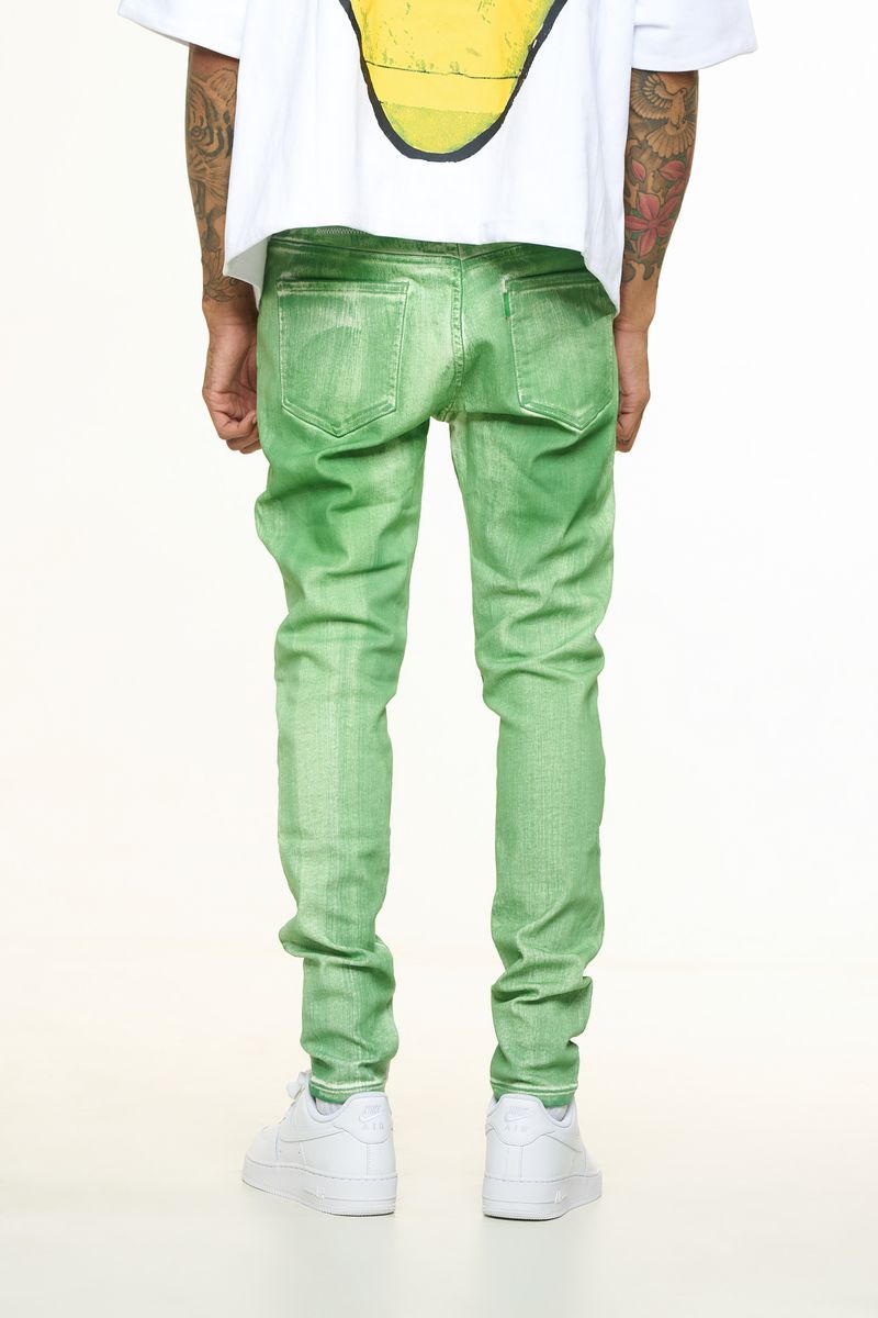 "WASHED AWAY" SKINNY DENIM (KELLY GREEN OVERDYE)