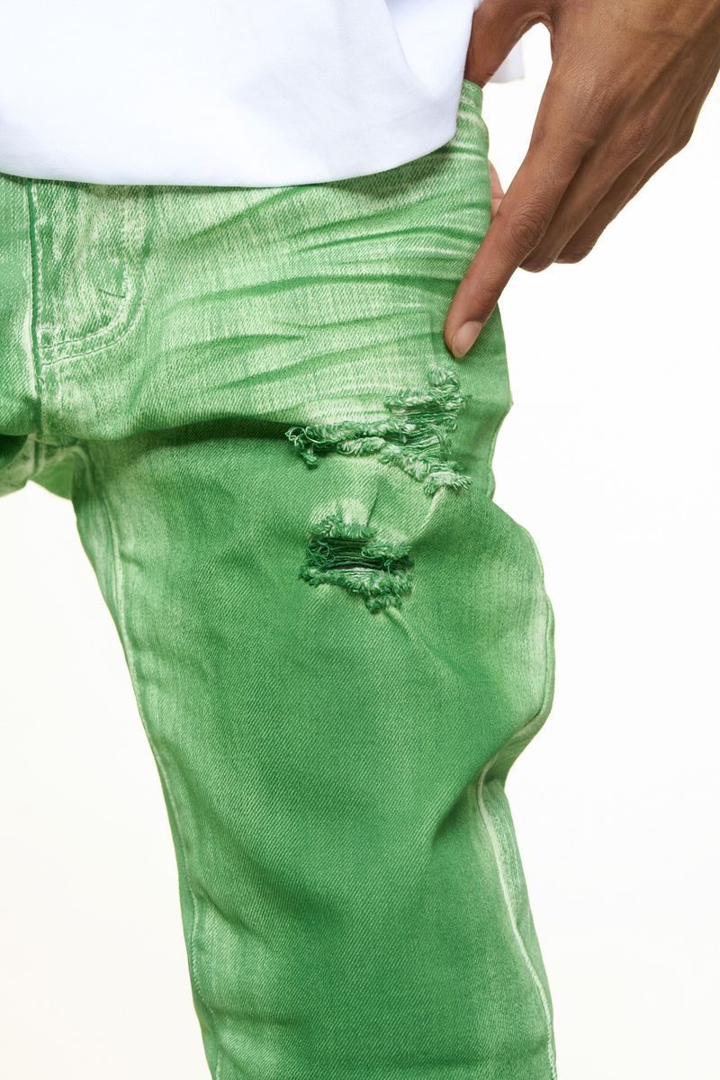 "WASHED AWAY" SKINNY DENIM (KELLY GREEN OVERDYE)