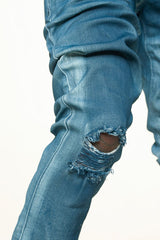 "WASHED AWAY" SKINNY DENIM (INDIGO)