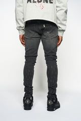 "SURVIVED" SKINNY DENIM (Black Wash)