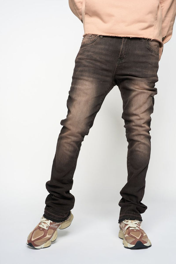 "WIIL YOU REMEMBER ME" STACK DENIM (BROWN)