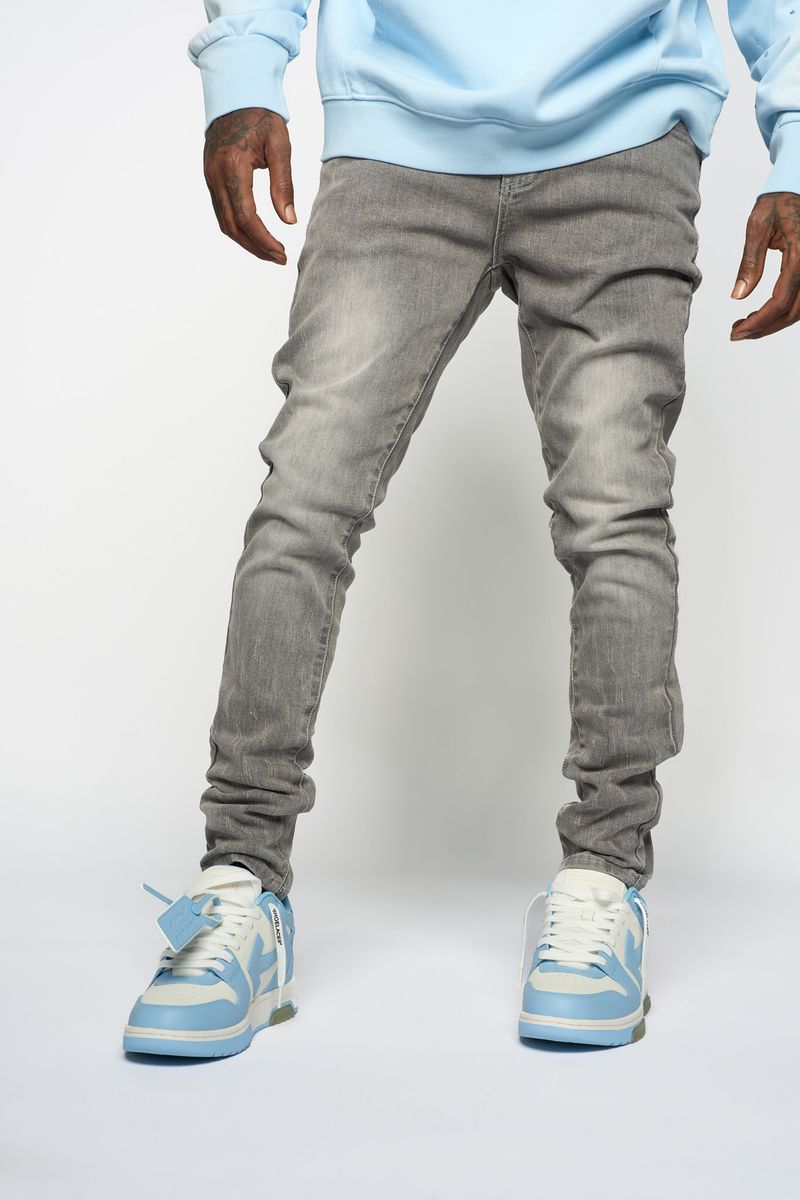 "SURVIVED" SKINNY DENIM (LIGHT GREY)