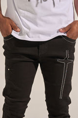 "ARISE" STACK DENIM (JET BLACK)