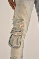 "24/7" STACK CARGO DENIM (BLUE WASH)