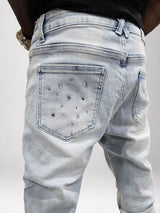 Milkyway Rhinestone SKINNY DENIM (Light Blue)