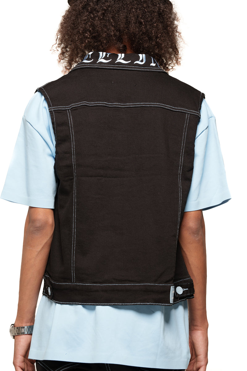 "DEFYING ODDS" VEST (JET BLACK/LIGHT BLUE)