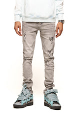 "THIS WILL PASS" SKINNY DENIM (LIGHT GREY/SAND)