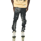 "LUCID DREAMS" CARGO SKINNY DENIM (FADED BLACK)