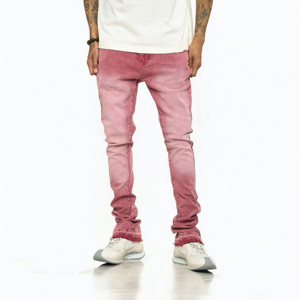 "EMOTIONALLY DRIVEN"FLARE STACK DENIM (DUSTY ROSE)