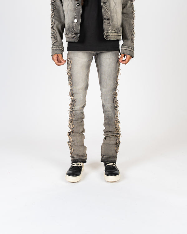 "NURTURE LOVE" FLARE STACK DENIM