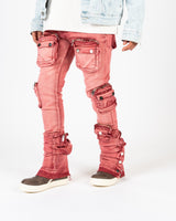 "JOURNEY TO GREATNESS" CARGO FLARE STACK DENIM