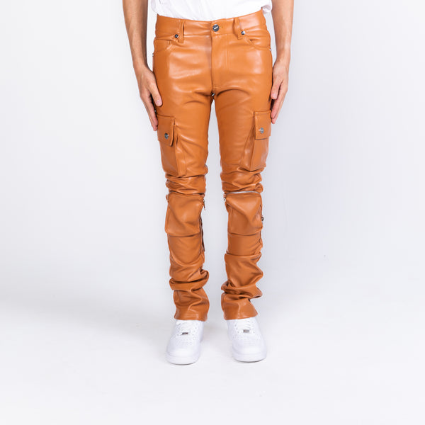 "NEVER LOOK BACK" CARGO FLARE STACK LEATHER